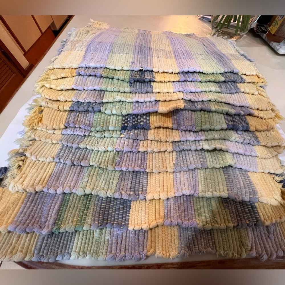 Set of 12 ❤️ Handwoven Pastel , Heavy Duty Striped Placemats